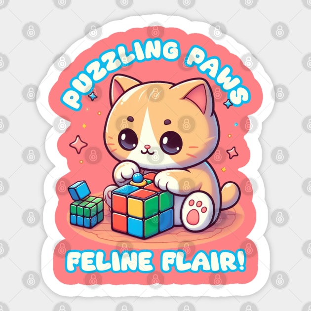 Puzzling paws feline flair Sticker by AOAOCreation